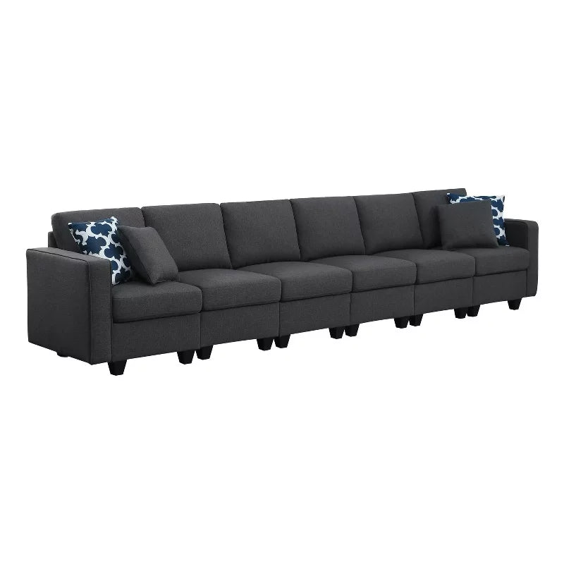 Dark Gray Fabric Linen Modular Sectional Sofa P641