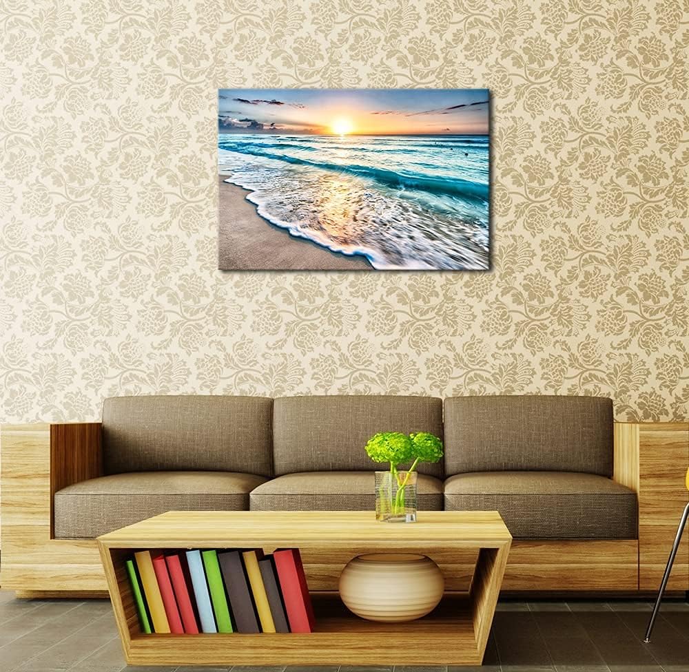 Large Canvas Prints Wall Art Ocean Beach Pictures Paintings Ready to Hang Stretched and Framed Seascape Giclee Artwork X61633