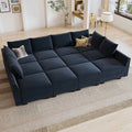 Dark Blue Sectional Sofa Bed with Storage V315