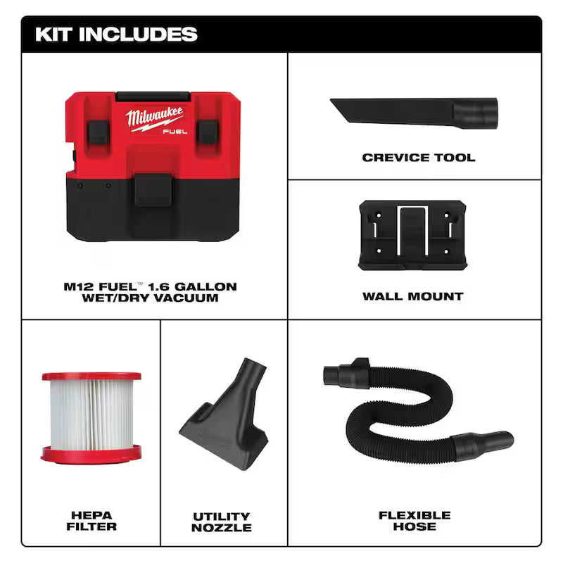 12-Volt Cordless 1.6 Gal. Wet/Dry Vacuum and Filter B25207