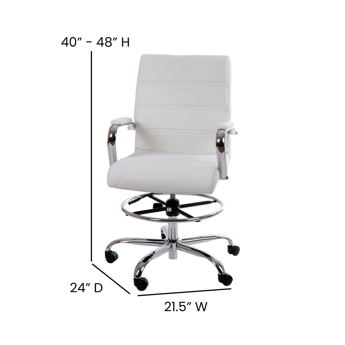 White Faux Leather Drafting Stool H2909