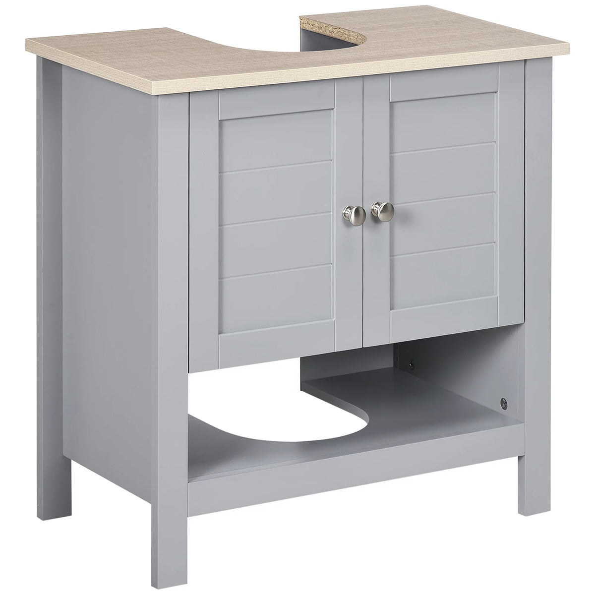 Gray Pedestal Sink Storage Cabinet with Adjustable Shelf V395226