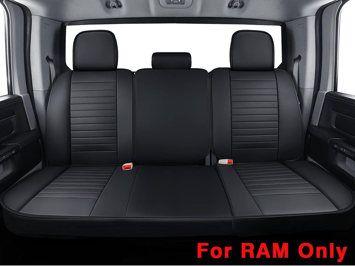 Black Waterproof Faux Leather Seat Covers Full Set N50912