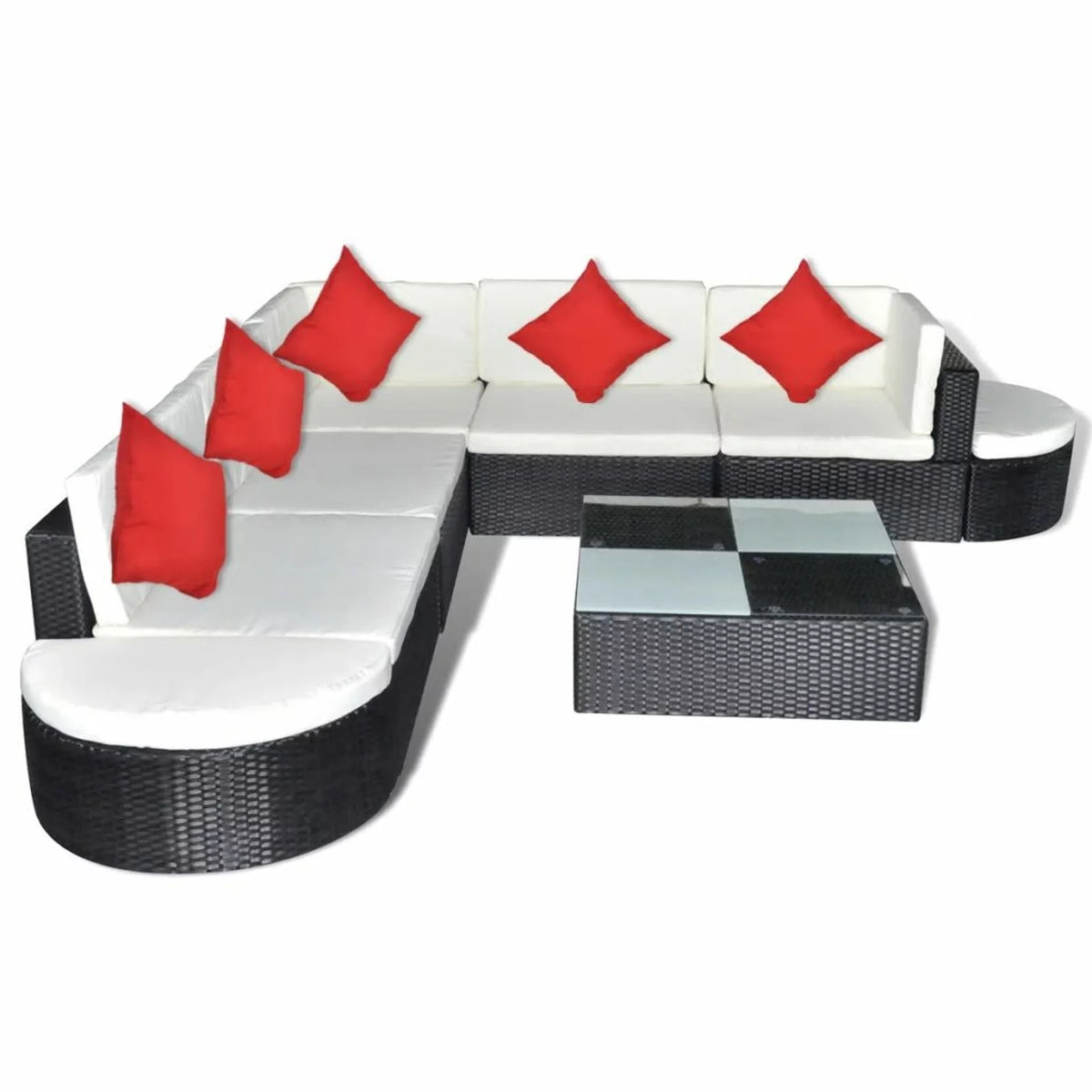 8 Piece Black Poly Rattan Patio Sofa Set with Cushions B635