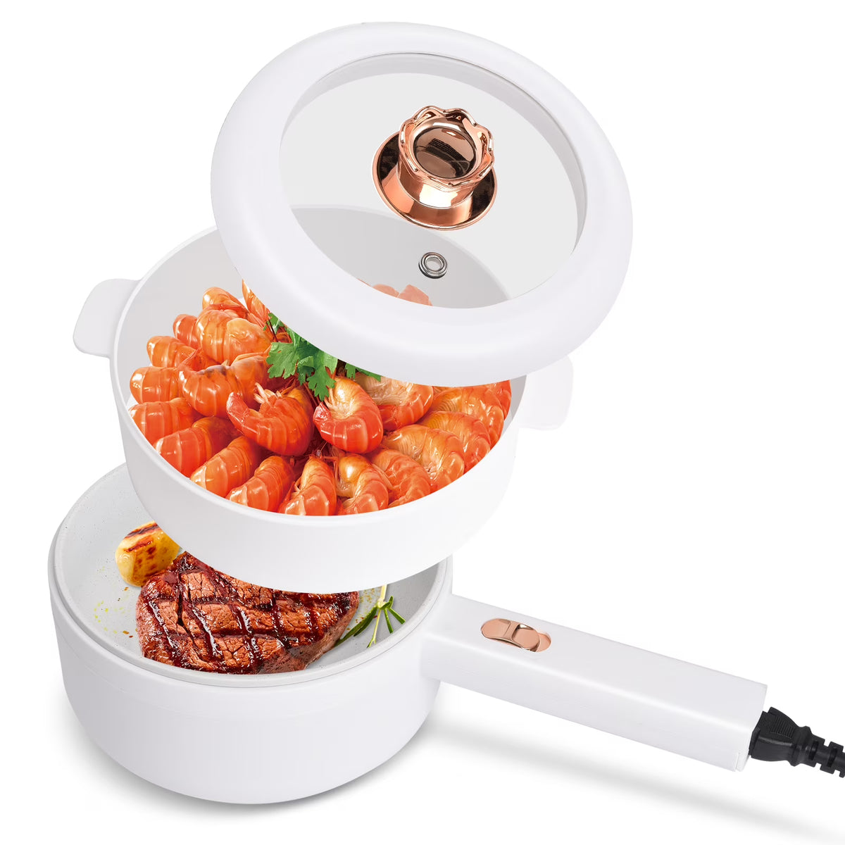 1.6L Non-stick Electric Hot Pot with Steamer Z2121