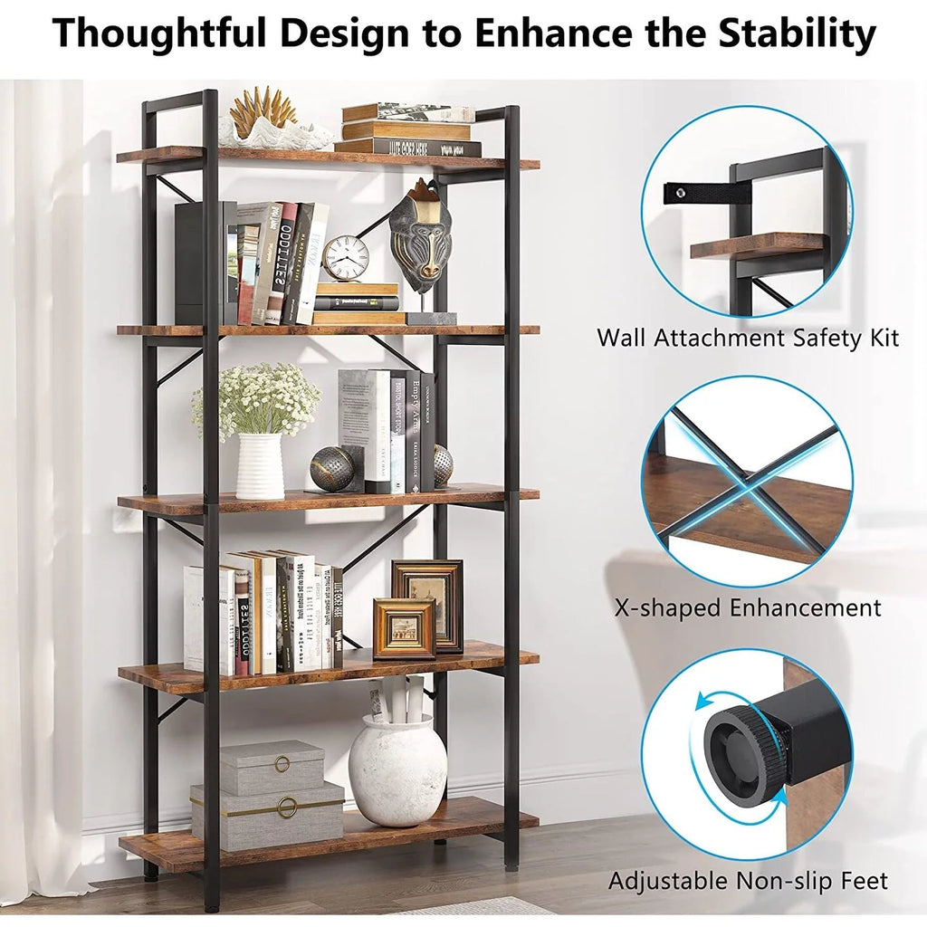 5 Tier Shelf Unit Bookshelf Bookcase D516
