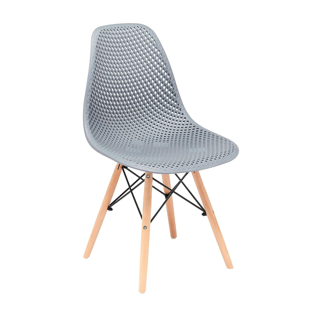 Blue Plastic Shell Side Chair with Beech Wood Legs, set of 2 C34055