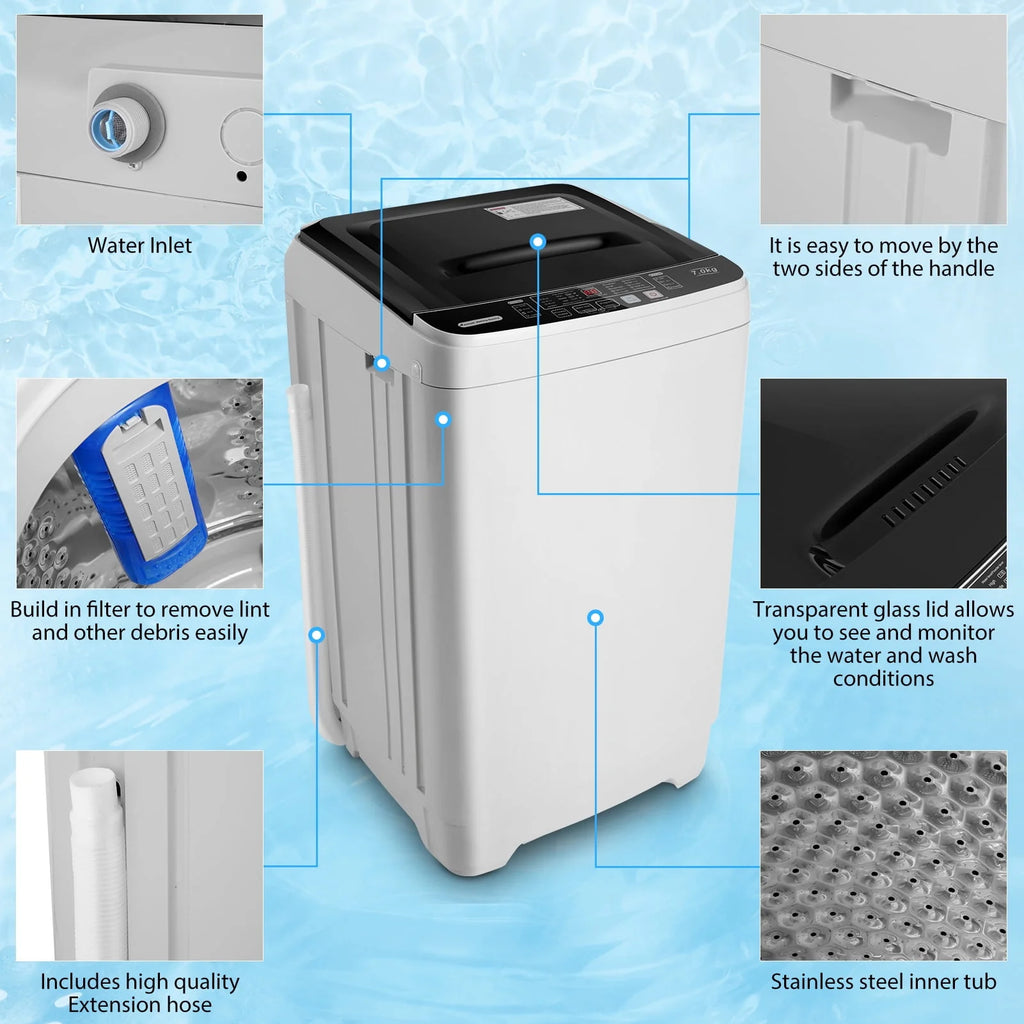 Portable 17.6lbs Fully-Automatic Washing Machine W8492