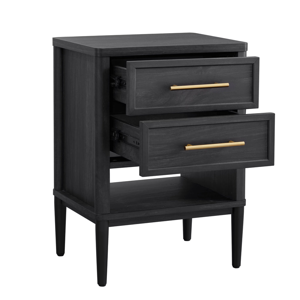 2 Drawer Charcoal Finish Nightstand C907