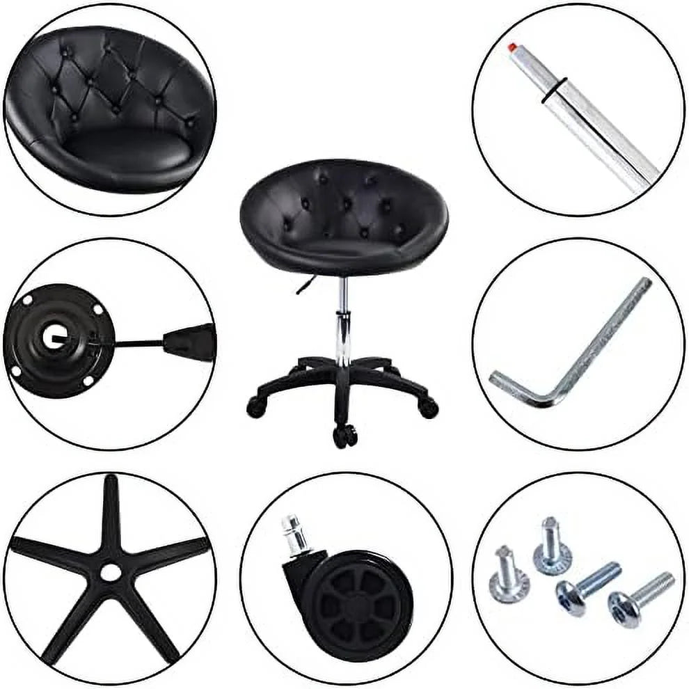 White Rolling Vanity Chair with Wheels X7985