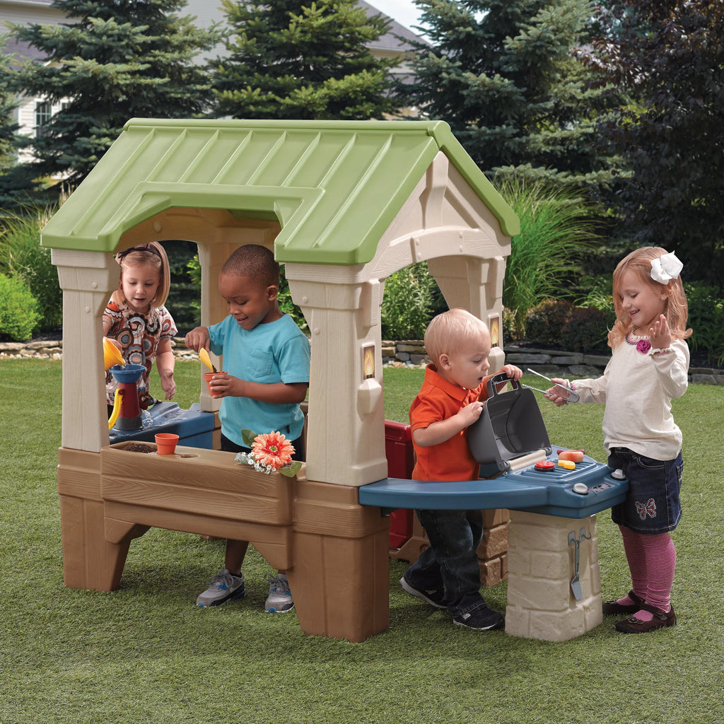 Brown Toddler Playhouse with Grill and Planter N965281