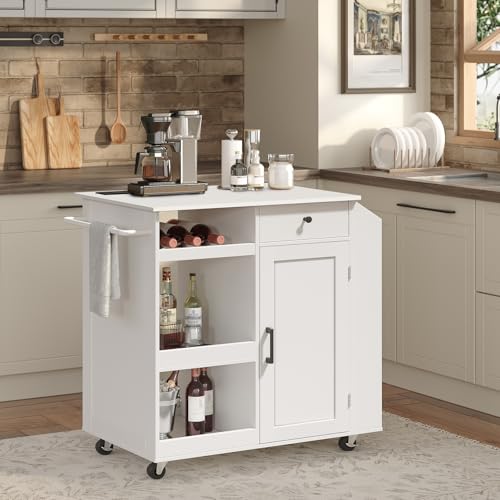 Black and Natural Rolling Kitchen Cart with Drawer G350