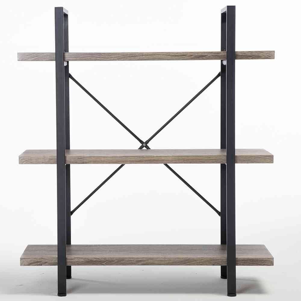 3-Shelf Rustic Industrial Bookcase H183