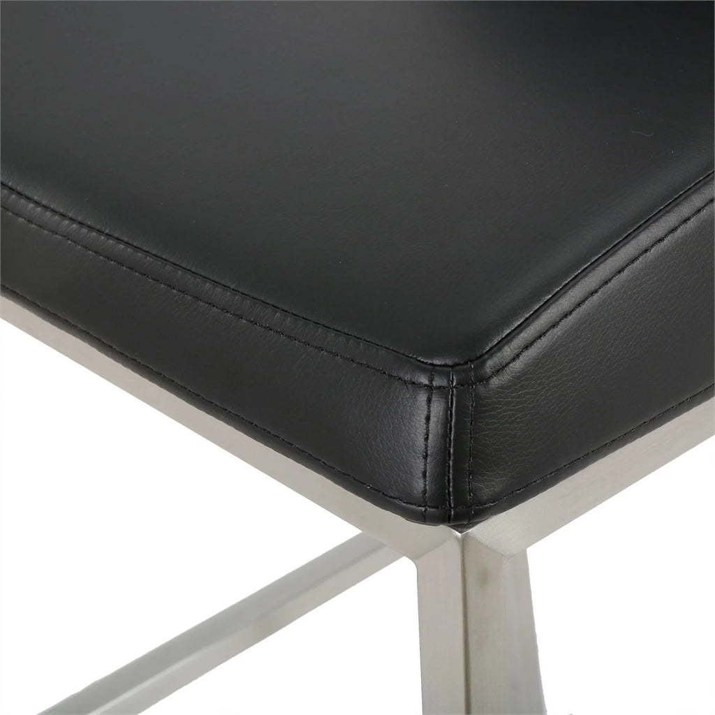 Black Leather Barstool Set of 2 A365