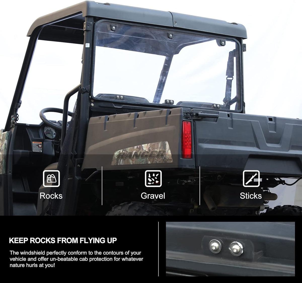 Rear Windshield for Polaris Ranger Midsize 570 500 F3881
