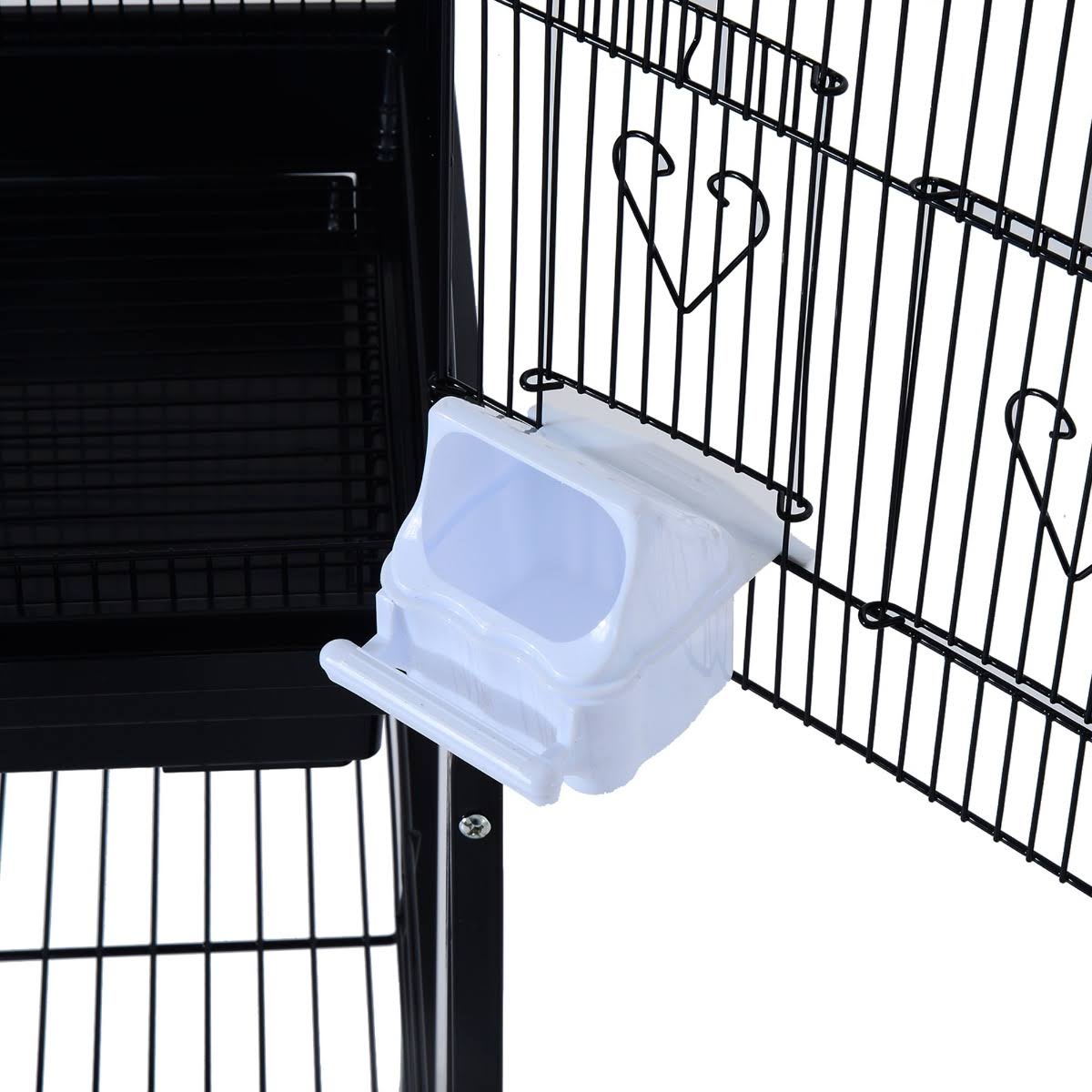 Black Metal Bird Cage with Rolling Stand G84833
