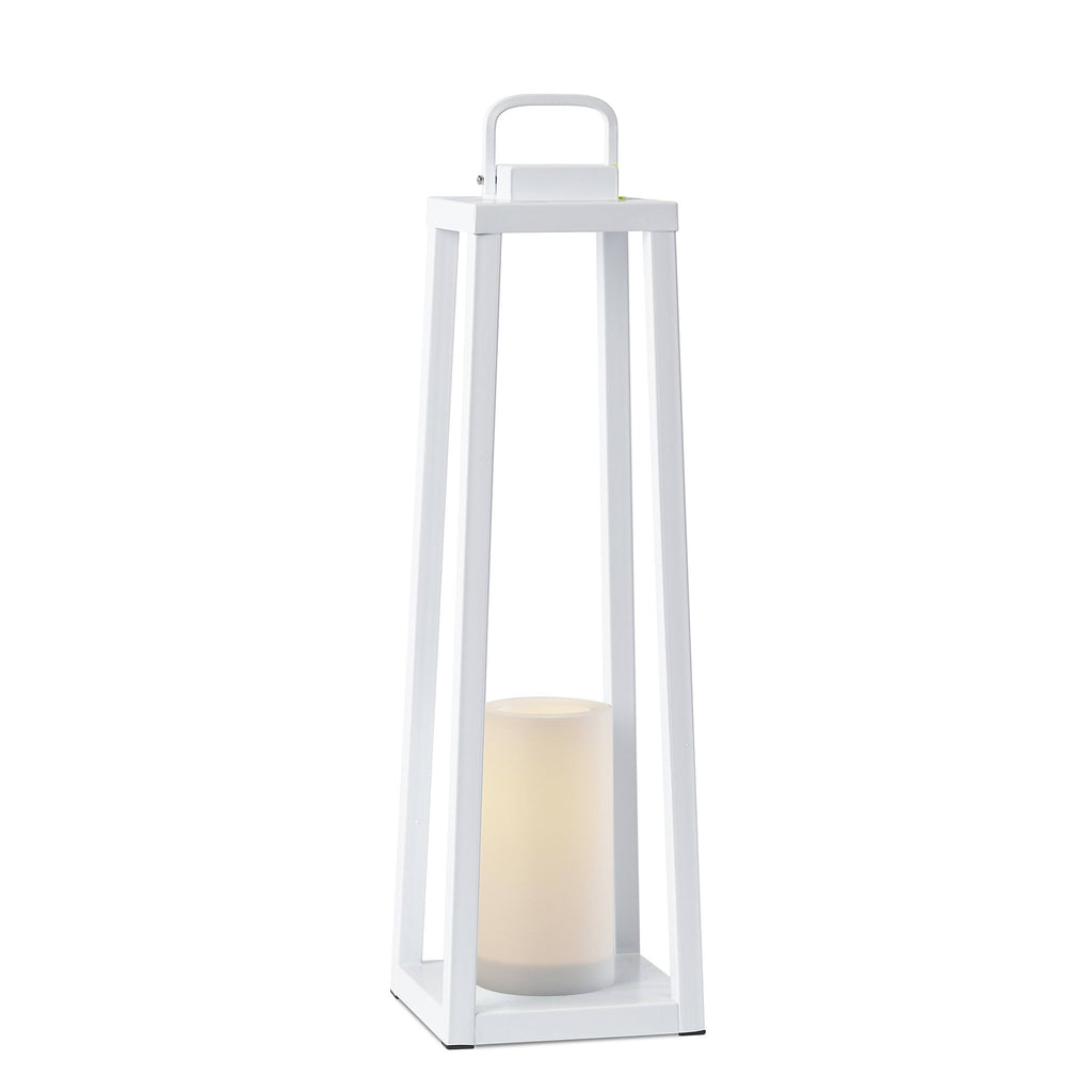 White Lantern with Flameless Candle G7605