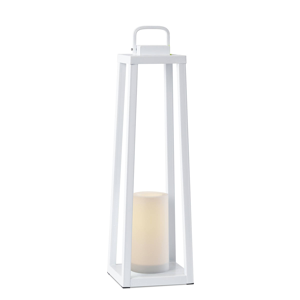 White Lantern with Flameless Candle G7605