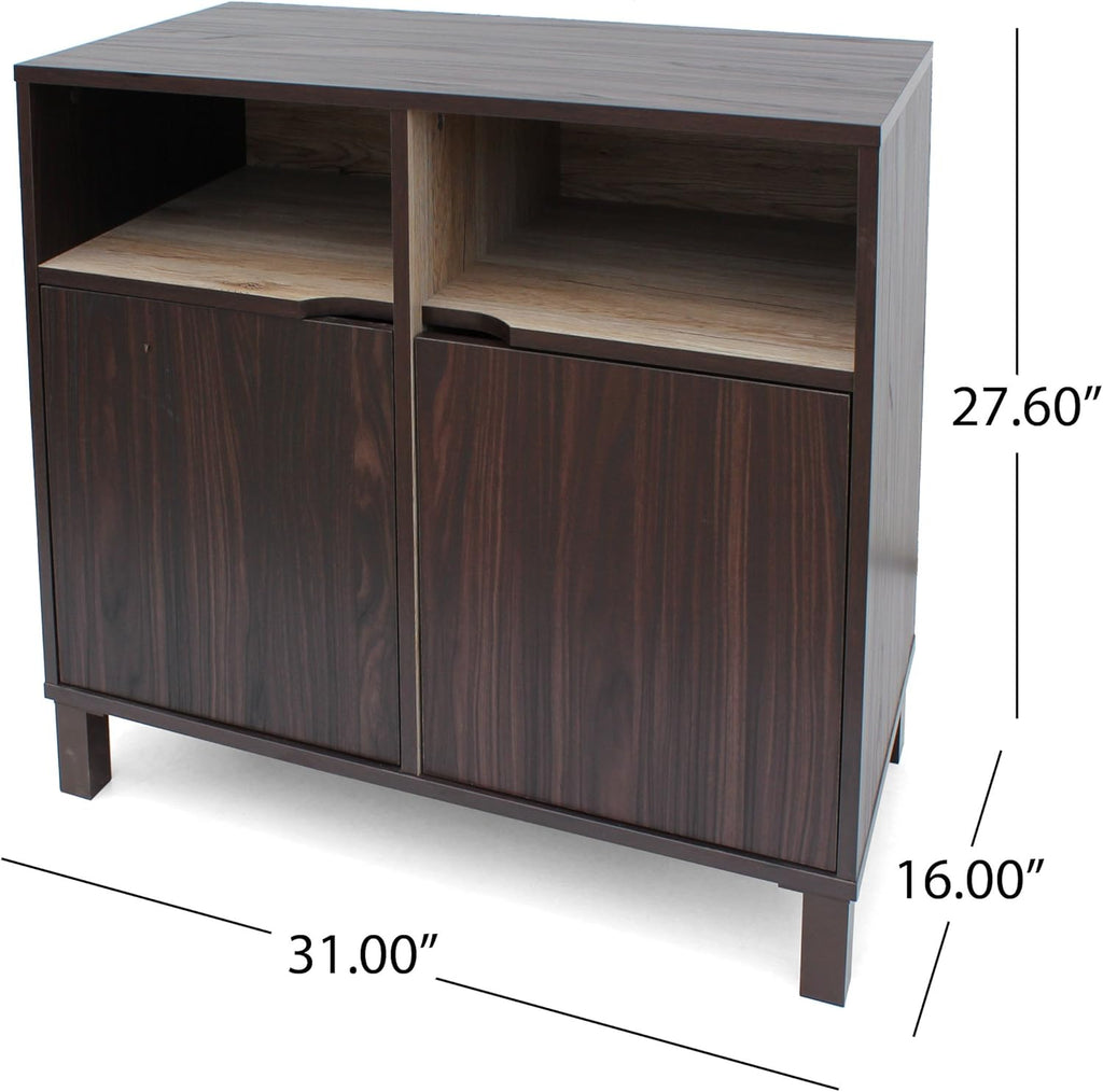 Walnut Brown 2-Shelf Faux Wood Cabinet U297