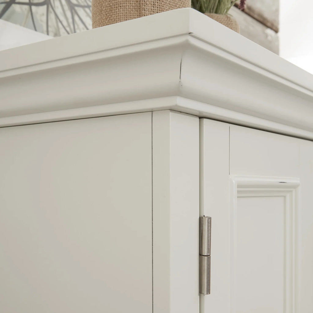 Off White Wood Pantry Storage Cabinet with Adjustable Shelves G271