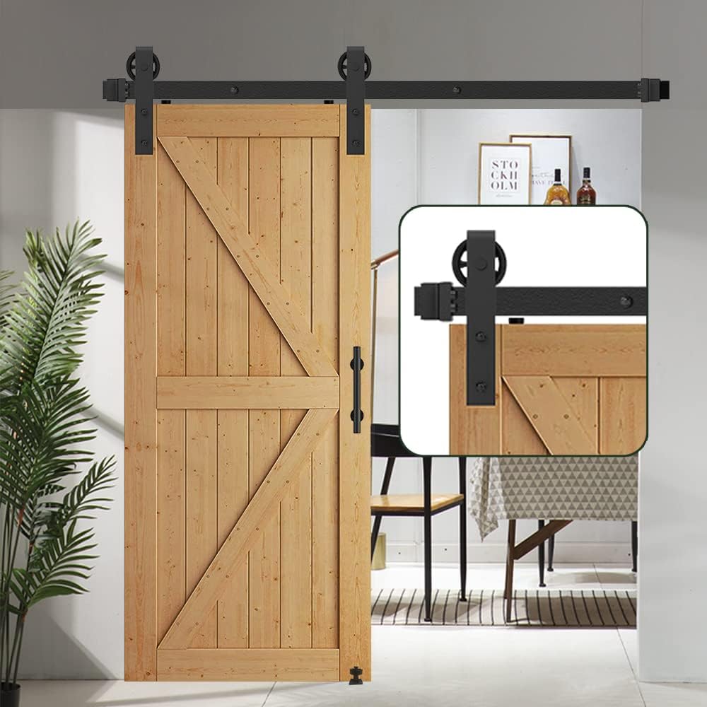 6.6FT Heavy Duty Q235 Carbon Steel Barn Door Hardware Kit I6163