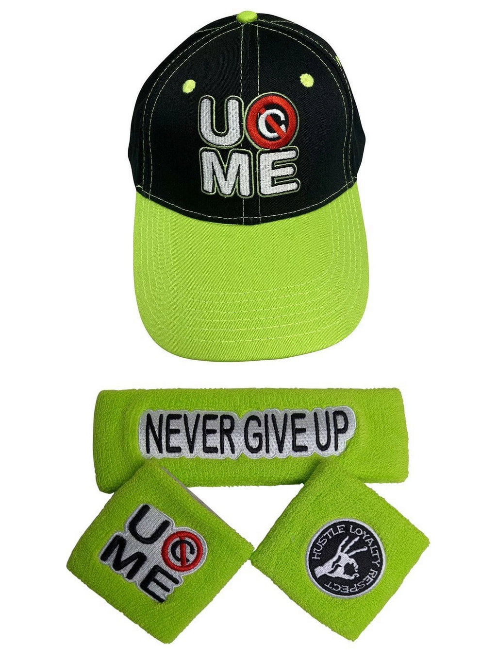 Neon Green Boys Costume T-shirt Hat Wristbands S1292