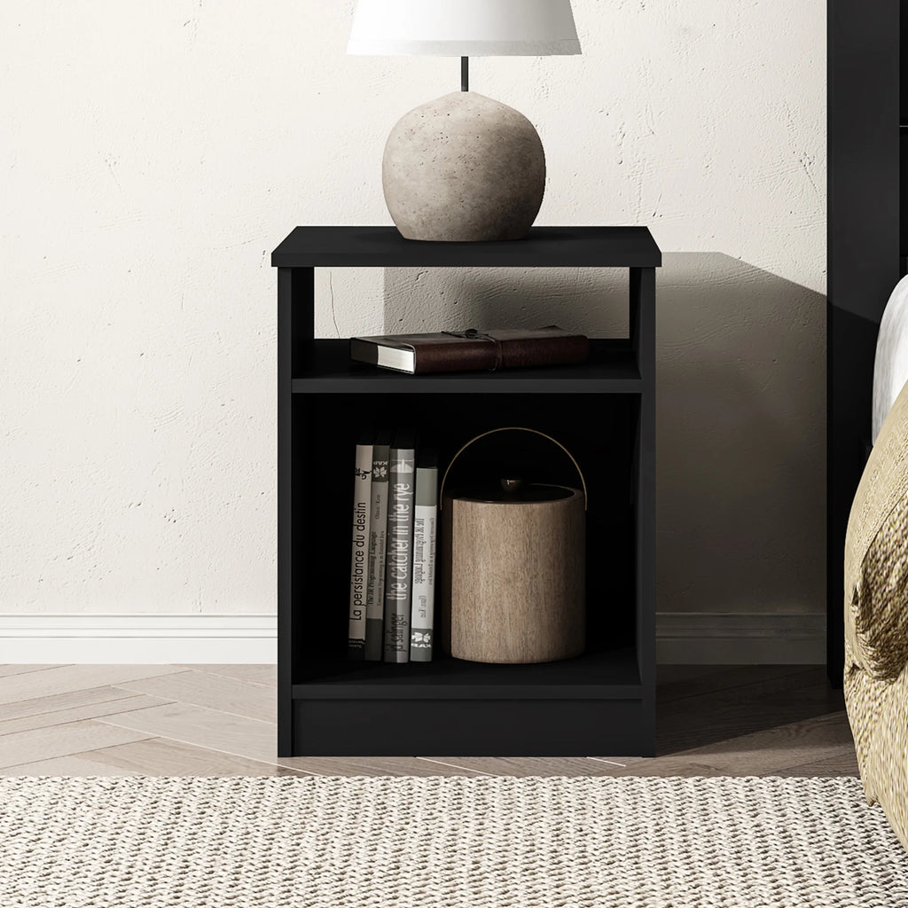 White Open Shelf Nightstand V3853