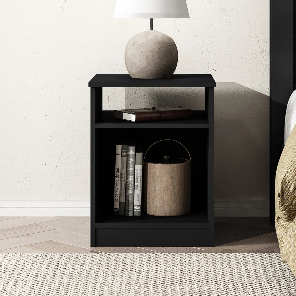 White Open Shelf Nightstand V3853