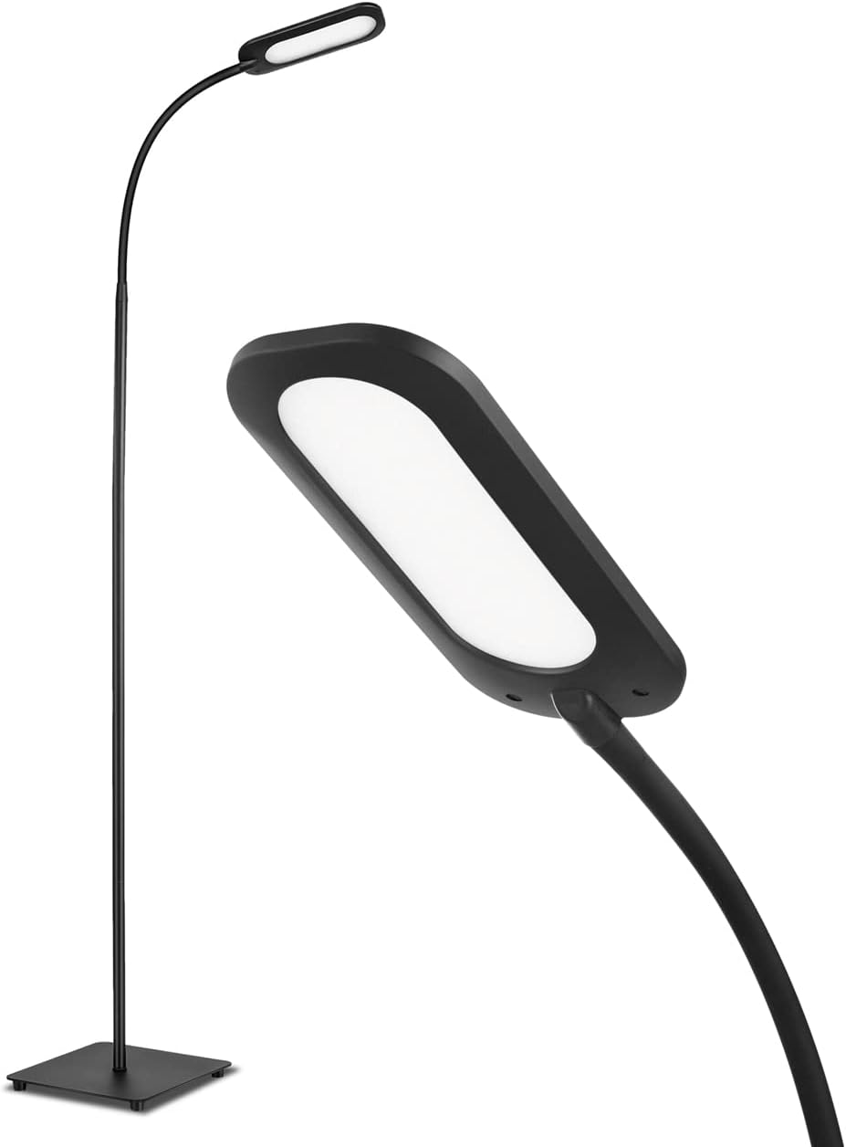 Black LED Floor Lamp with Adjustable Gooseneck H3536