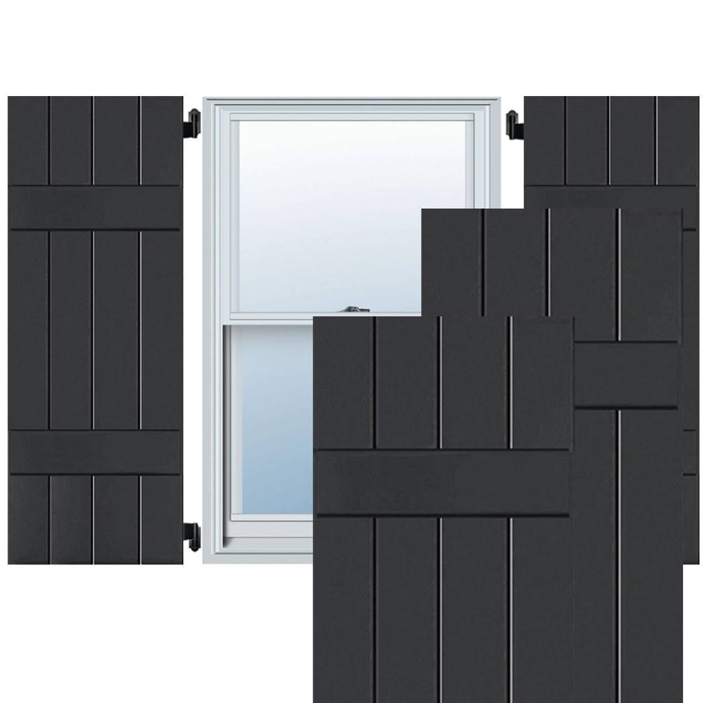 Black Western Red Cedar Board and Batten Shutters Pair V608413