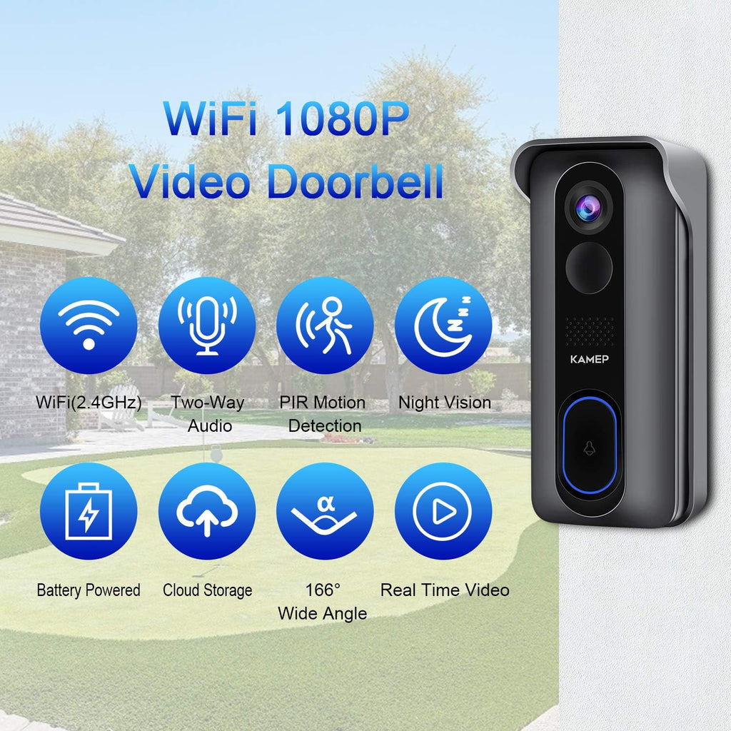 Wireless WiFi Video Doorbell Camera HD 1080P Waterproof Battery Powered with 2-Way Audio Motion Detection IR Wide Angle Cloud Storage N4251