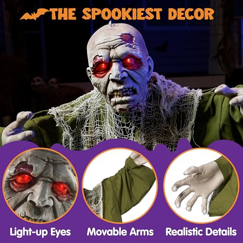 Animated Zombie Groundbreaker Outdoor Decor with Light Up Eyes N51825
