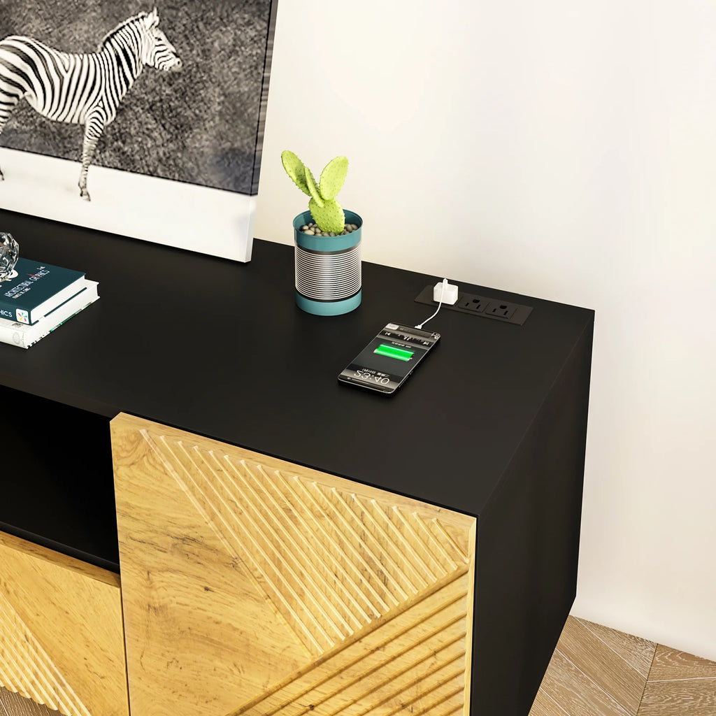 Mid Century Modern TV Stand with Power Outlets F995253