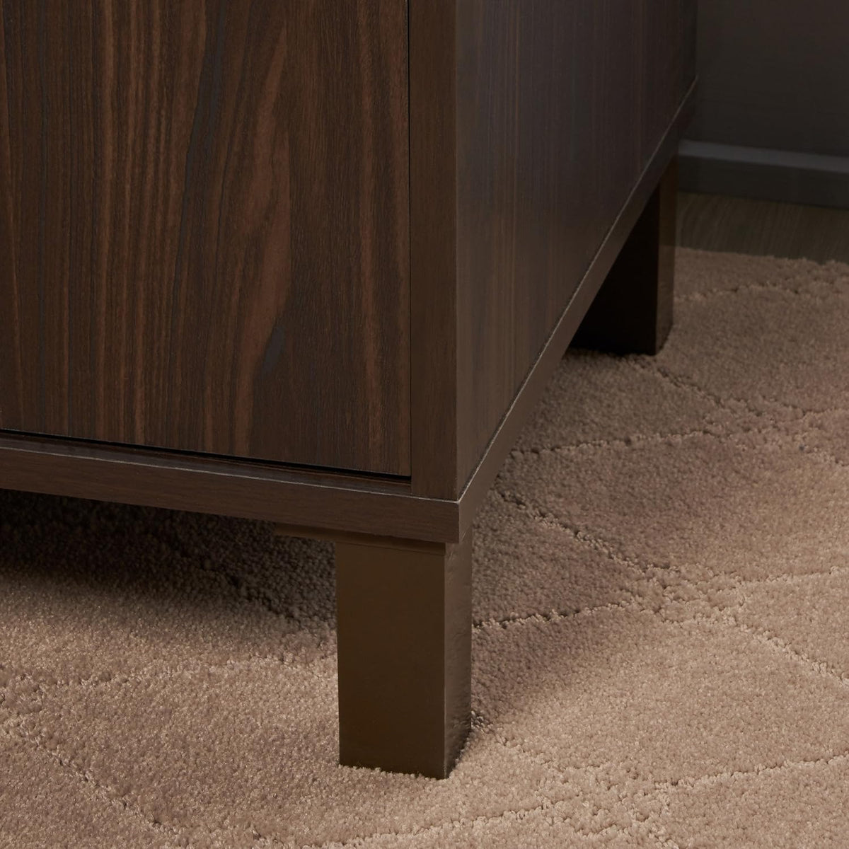Walnut Brown 2-Shelf Faux Wood Cabinet U297