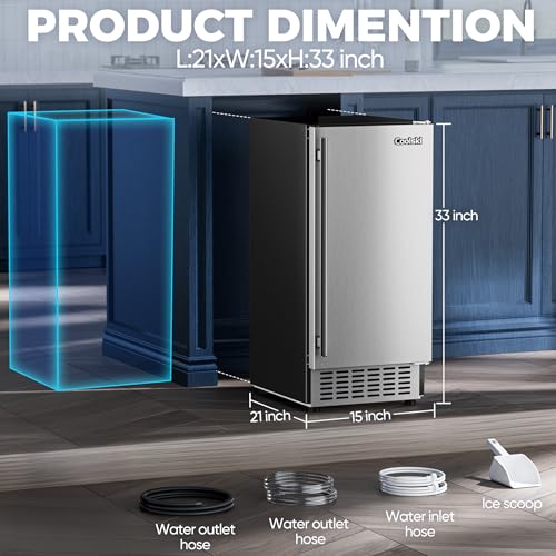 15" 80 LBS/Day Stainless Steel Built-in Freestanding Ice Maker Z388