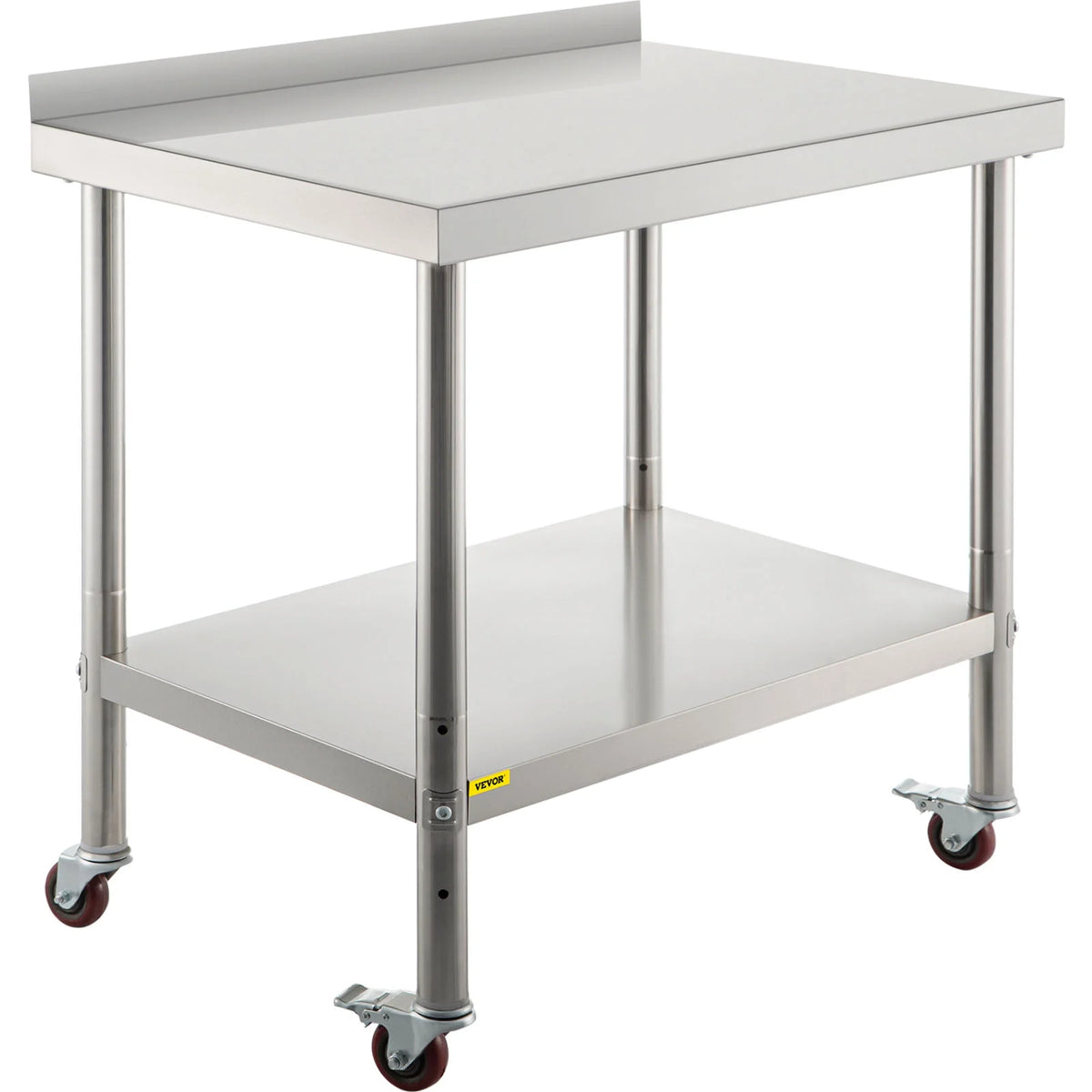 Stainless Steel Prep Table with Backsplash and Casters F58808
