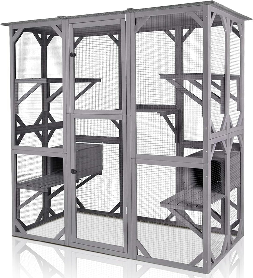 Large Outdoor Cat Enclosure with Door Platform R855