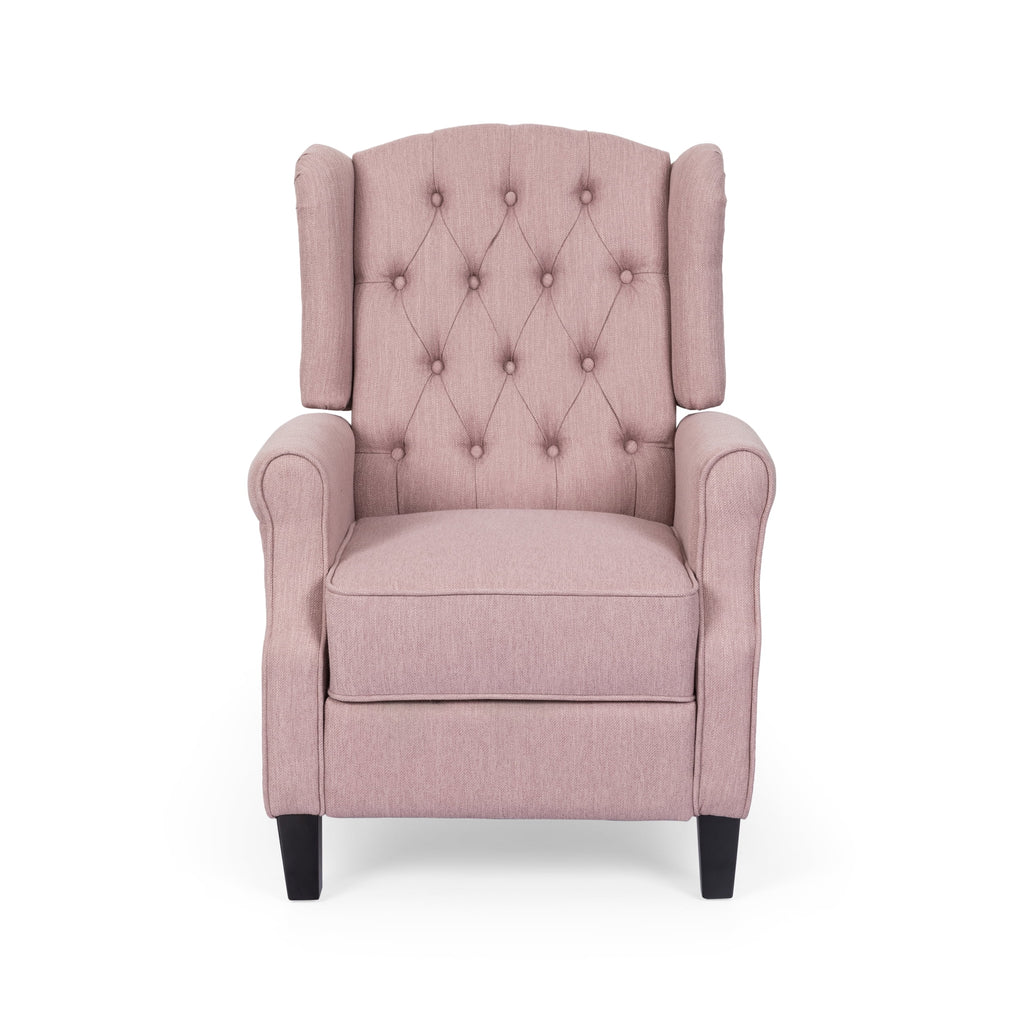 Light Blush Tufted Fabric Push Back Recliner Q568