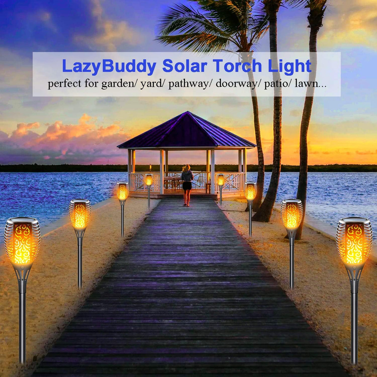 Solar Torch Light with Flickering Flame 8 Pack Q200655