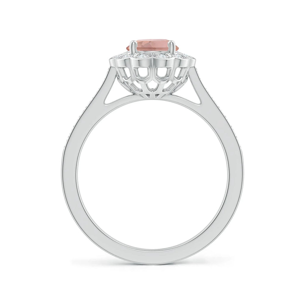 Natural Morganite Diamond Halo Ring in Platinum, Size 10.5 C912747