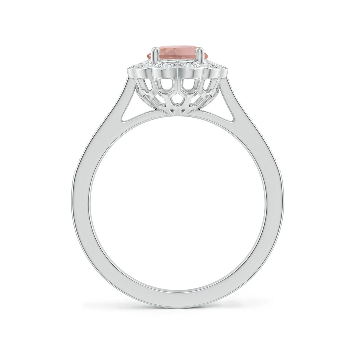 Natural Morganite Diamond Halo Ring in Platinum, Size 10.5 C912747
