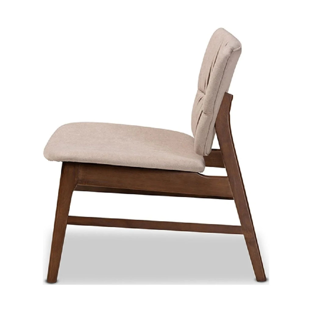 Beige Fabric Upholstered Walnut Brown Wood Accent Chair Z4784