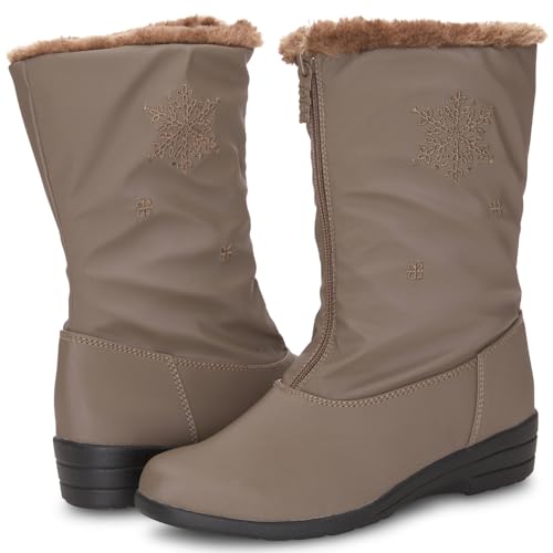 Women's Insulated Waterproof Snow Winter Boots with Zipper O3316