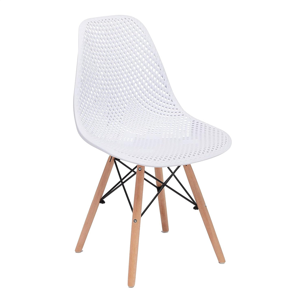 Blue Plastic Shell Side Chair with Beech Wood Legs, set of 2 C34055
