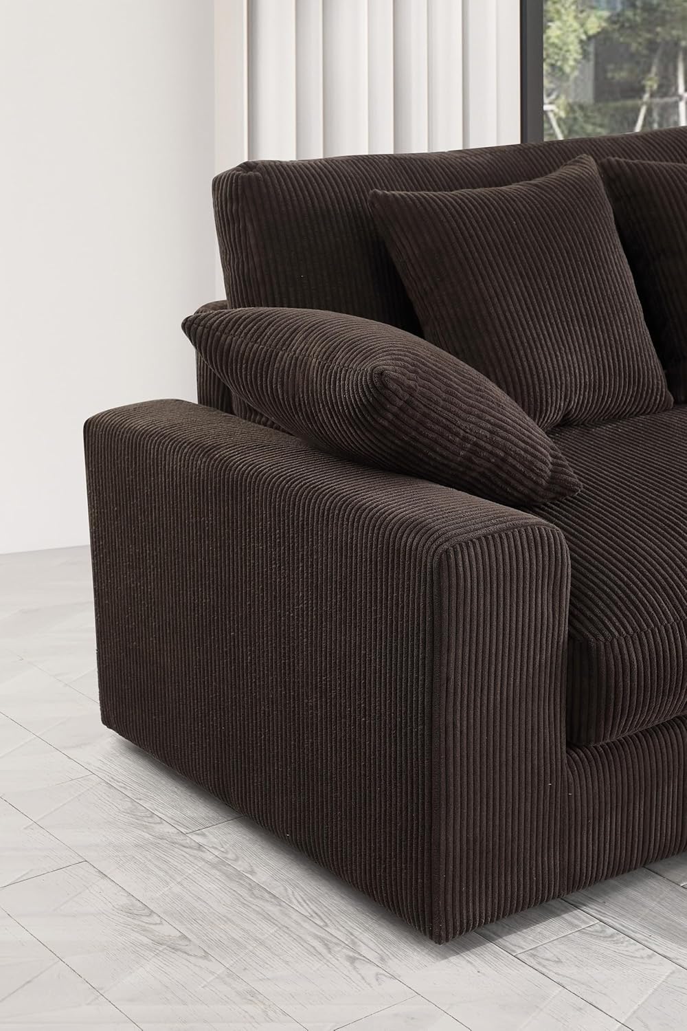 Oversized Corduroy L Shaped Sectional Sofa with Chaise Lounge Q97855