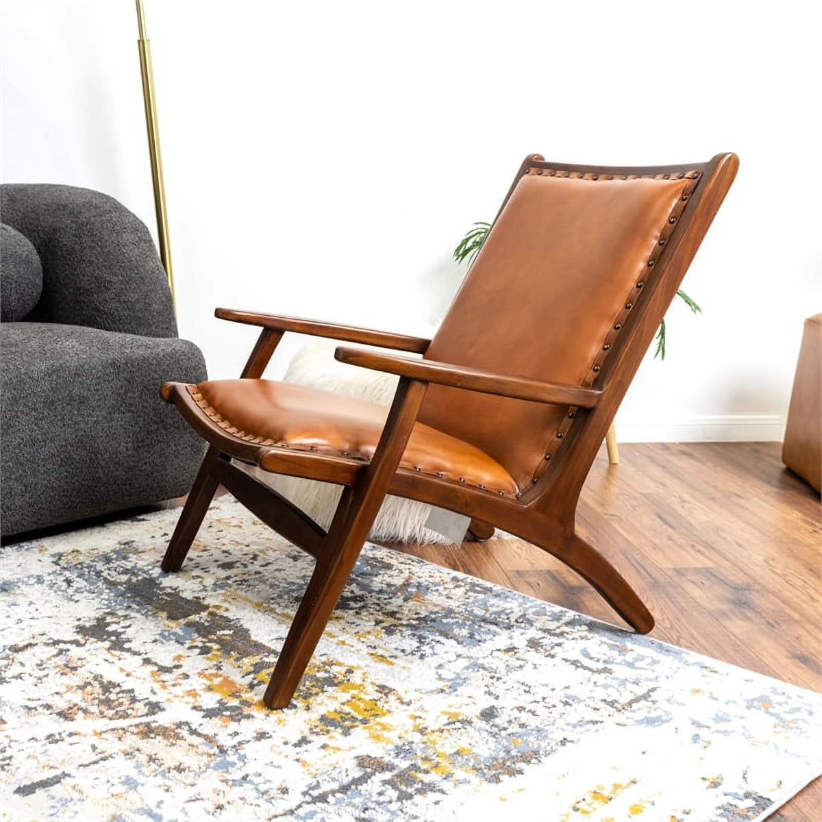 Cognac Tan Leather Armchair W71736