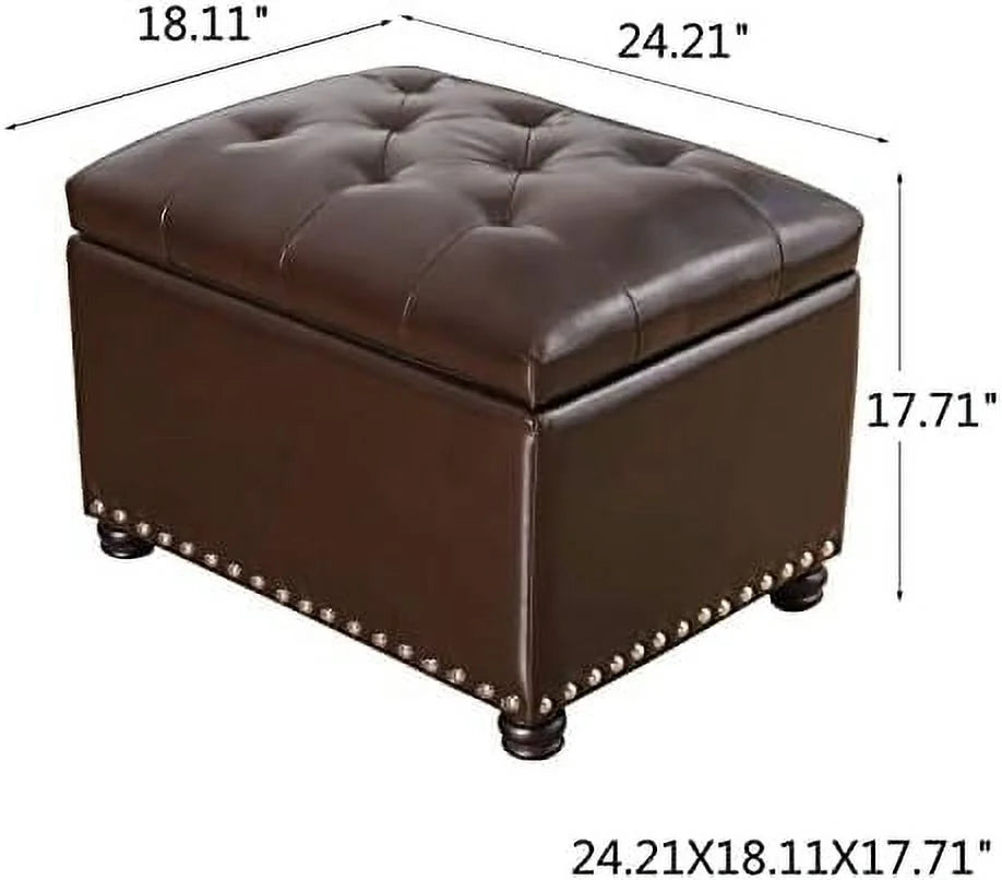 Rectangular PU Leather Tufted Ottoman Bench with Lift Off Lid H956