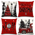 4pcs Christmas Pillow Covers 18x18 Inch Red Throw Case X438018