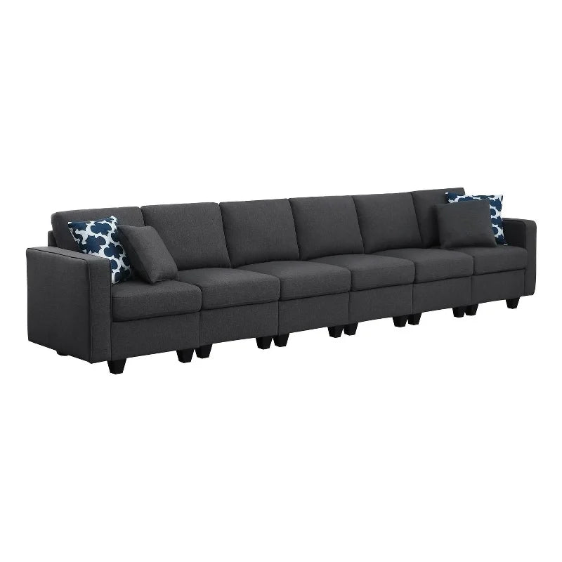 Dark Gray Fabric Linen Modular Sectional Sofa P641