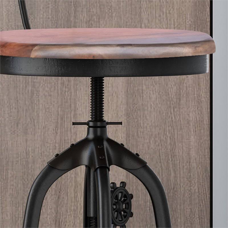 Natural and Black Acacia Wood Bar Stool E928330
